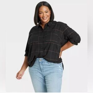 Women's Long Sleeve Flannel Button-Down Shirt - Ava & Viv